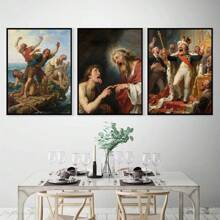1pc Wall Arts Posters Optional Frame Vintage Classic Oil Painting Decorative Hanging Paintings, Many Characters, Decorative Oil Paintings.