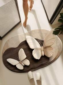 1pc Butterfly Flower Bathroom Mat, Wedding Decoration Summer Mat! Retro Flower Butterfly Diatomite, High-End Easy To Clean Decorative Carpet, Anti-Slip Cool Renovation, Suitable For Living Room, Bedroom, Washable Quick-Drying Diatomite, Bathroom Mat, Bathroom Carpet, Doormat, Small Rug, Carpet, Mat, Home Decor, Area Small Rug - Multicolor - View 15