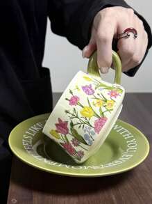 Set di tazze da caffè e piattini in ceramica con motivo floreale elegante, regalo unico per la fidanzata, regalo di coppia per San Valentino