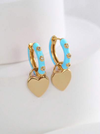 Charm-In 1pc Glamorous Heart Shaped Women's Earrings, Inlaid With Sparkling Cubic Zirconia, Elegant Jewelry, Women's Accessories, Suitable For Dates And Parties, Gift For Girlfriend