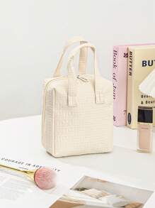 1 peça bolsa de higiene pessoal à prova d'água com vários compartimentos, bolsa para armazenamento de cosméticos, bolsa de higiene feminina casual com zíper, bolsa de maquiagem de grande capacidade, bolsa de cosméticos portátil para viagem com alça, bolsa organizadora moderna para cosméticos e cuidados com a pele, pincéis de maquiagem, esmaltes, presentes para amigos, irmãs, familiares e professores para o novo semestre, Dia dos Namorados, aniversário