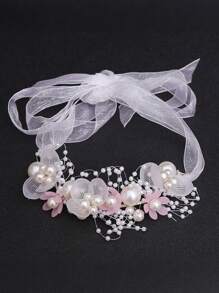 2pcs Kids Performance Headdress, Little Princess Girls Hair Accessories, Tiara Crown Headband + Wrist Flower