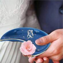 Kleine Mond Schmuckschale, Ringhalter Schale dekorative Keramik Zierschale süßer Mond Schale kleine Schmuckplatte Ohrringe Halskette Halter Schmuckauslage moderner Akzent Ring Tablett für Schminktisch Sommerbedarf für Frauen Aufbewahrungsorganizer Geschenk Semesteranfang
