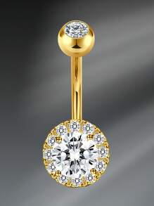 CIZME 1PC Gold Y2K Belly Button Rings Navel Barbell Stud Body Piercing Navel Piercings Jewelry Navel Rings For Women, 14G 10mm Stainless Steel White CZ Heart Butterfly Flower Belly Ring Navel Barbell Stud Body Piercing Navel Piercing
