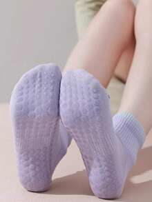 1/5/7 Pairs Women Non-Slip Yoga Socks, Shock Absorbing Sports Socks For Pilates Ankle Socks, Colorblock Floor Socks For Fitness, Spring/Summer/Autumn/Winter - Multicolor - View 5