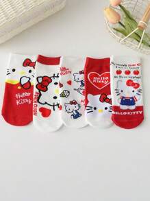 Sanrio 5 Pairs Of Random Sanrio Hello Kitty Culomi Socks Casual And Versatile For Everyday Wear Youth Socks Low Vamp Summer Short Tube Socks No Show Socks
