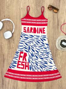 1 pièce Robe à fines bretelles décontractée et confortable pour filles, convient pour les fêtes, les loisirs, les vacances, les sorties, l'été