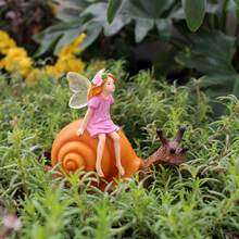 树脂仙女和蜗牛雕像、微型庭院花园装饰、逼真的动物工艺品、景观装饰品 - 彩色 - 查看 7