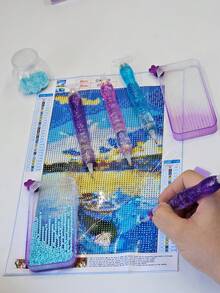 DIY Diamant Malerei Bohrstift Set, Farbverlauf Zweifarbiges Trichter Bohrschale, Acryl Dickgewinde Stift Set, Handgefertigte Diamant Stickerei Mosaik Dekoration Werkzeug Zubehör - Verschiedenfarbig - Übersicht 2