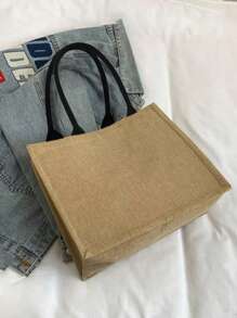 Sac fourre-tout en lin multifonction de grande capacité, sac à main multifonction, sac de courses, convient pour les déplacements quotidiens au printemps et en été, sac de plage attrayant en été, sac à main en lin de couleur unie, sac cadeau personnalisé, peut être un sac cadeau fait maison, léger, sac de courses multifonction, sac à main en lin