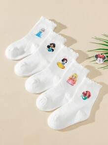 5 Paar Disney Prinzessin Motiv Kinder Knöchelsocken, ganzjährig