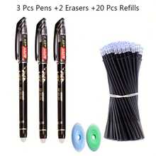 返校可擦凝胶笔，25支装蓝色/黑色/红色可擦凝胶墨水笔，学校及办公用品，文具书写笔，创意学生礼品，返校文具，学校用品，礼品笔