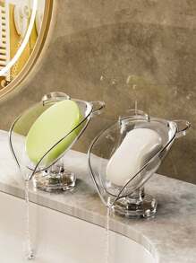 1pc Soap Dish Tray, Freestanding Luxury Soap Holder For Bathroom, No Drilling Required Bathroom Accessories Bathroom Organizer Back To School Storage