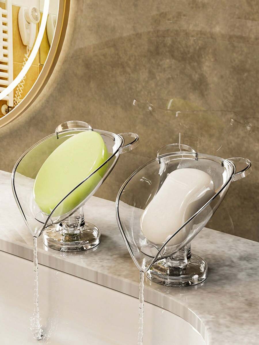 1pc Soap Dish Tray, Freestanding Luxury Soap Holder For Bathroom, No Drilling Required Bathroom Accessories Bathroom Organizer Back To School Storage