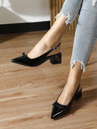 2025新款夏季时尚女士凉鞋，黑色高跟鞋，粗跟舒适鞋，穆勒蝴蝶结中跟鞋，透明夏季鞋，玛丽珍坡跟闭趾凉鞋，秋季坡跟靴