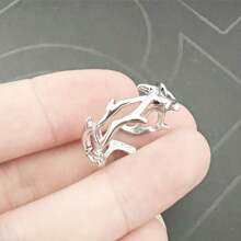 1 pièce Bague de couronne d'épines de Jésus pour hommes, en acier inoxydable gothique, bague pour le petit doigt vintage, bague réglable cool pour hommes, ensemble de bagues gothiques punks ouvertes