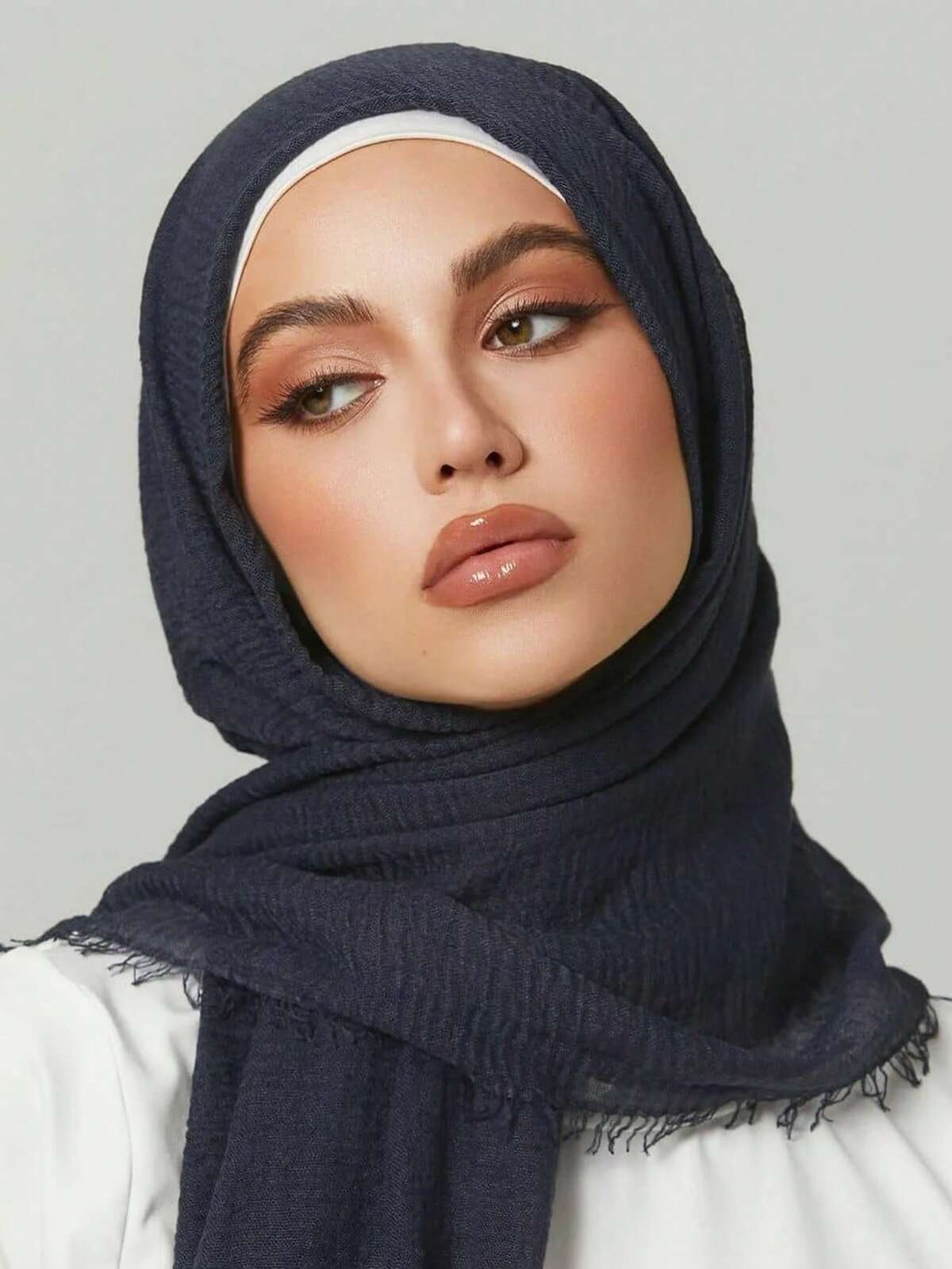 1 pièce Foulard plissé unicolore de base classique pour femmes, accessoire hijab, abaya, essentiel de voyage, vacances 7