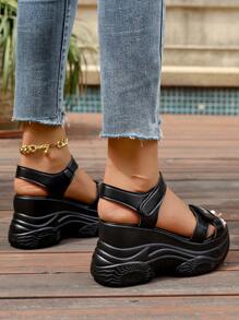 2025 Summer New Thick Sole Platform Women Sandals, Fashion Versatile Casual Women Sandals, High Heel Women Sandals, Outdoor Beach Women Sandals, Campus Student Women Shoes, Black And White Sandals