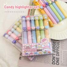 6支装粉彩荧光笔创意软头套装圆形卷笔装扮荧光笔素描关键笔记 - 愛心 - 查看 3