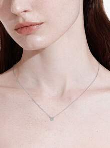 XUJIA 1PC Classic 0.3ct/0.5ct Moissanite Necklace For Women Round 4mm/5mm 925 Sterling Silver Necklace 40+5cm Women's Jewelry Anniversary Birthday Jewelry Gifts For Her With GRA Certificate
