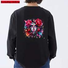 1/2/3 Pcs DTF Transfer Stickers - Vibrant Sugar Skull & Floral Designs, Washable Heat Transfer Patches For DIY T-Shirt, Jeans, Masks, Bags, Inspired By Art, Decorative Masks With Talent, Custom DIY Clothing, Colorful Patterns, Easy To Apply Appliques