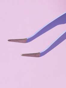 Purple Eyelash Tweezers, Straight And Angled Tips, Two Options, Precise And Easy To Use, Satisfy Different Needs. Thickened Steel Material, High Hardness, Good Elasticity, Durable. Comes With Protective Cap To Avoid Hand Injury. Tight Fit, Comfortable Grip. - Purple - View 3