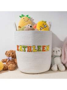 Cestino portabiancheria personalizzato e personalizzato, cesto pieghevole in corda intrecciata a mano per la biancheria sporca, adatto per bagno, soggiorno, cucina, grande capacità per abiti, giocattoli e vari articoli per uso domestico, con manico