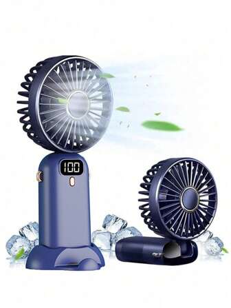 Stay Cool On-The-Go: Small Handheld USB Rechargeable Fan - Portable & Charging For Students & Office Desk Portable Fan Cute Handheld Fan Battery Operated Lightweight Small Personal Fan For Stylish Girl Kids Women Men Outdoor Travel Camping Handheld Fan Portable Fan, 5-Speed Fan, LED Display Screen, Personal Mini Travel Fan With Backup Power Supply, USB Foldable Female Electric Fan