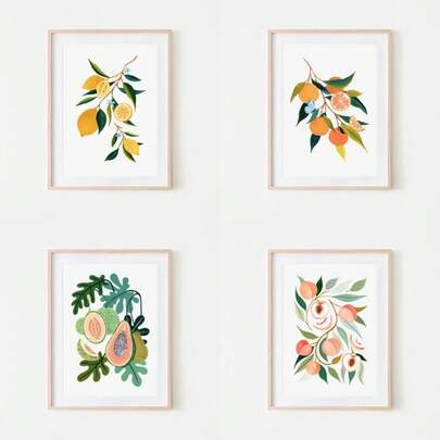 1 pieza Impresión artística botánica natural Ilustración de fruta comestible Pintura en lienzo Decoración del hogar de granja moderna Regalo de inauguración de la vivienda Opción de marco