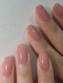 24片迷人简约裸色中长杏仁形可拆卸美甲时尚可穿戴美甲手指甲假指甲按压式假指甲板假指甲脚趾甲适用于女士按压式美甲用品指甲 - 淺粉色 - 查看 12