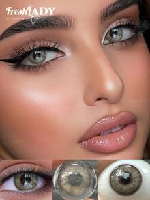 FRESH LADY 1 副自然棕色隐形眼镜月光软性隐形眼镜 14.20 毫米适合日常佩戴美瞳年度一次性万圣节服装角色扮演