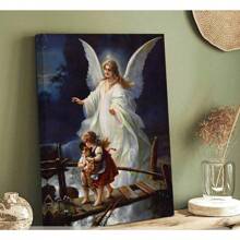 1pc Guardian Angel Painting On Canvas Painting Wall Arts House Room Decor Optional Frame