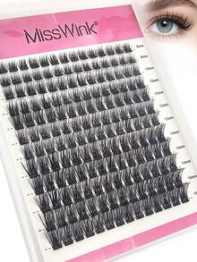 Miss Wink 140 خصلة رموش صناعية سميكة مجعدة مقسمة ذاتية اللصق، رموش فردية DIY، طبيعية وناعمة D 0.07 مم 8-16 مم مختلطة، إضافات رموش مصنوعة يدويًا لرموش كرتونية، مكياج يومي - D - مشاهدة 7