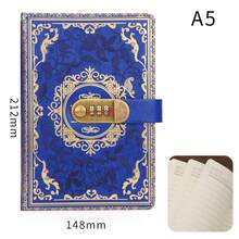 1 Pc Password Lock Notebook Retro Diary Clipbook Meeting Minutes Student Office Available Locked Notebook,School Supplies,Back To School - Multicolor - View 13
