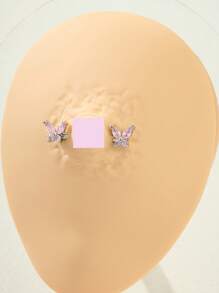 AVYRING 2pcs Butterfly Nipple Piercings Bar Cute 14G Nipple Rings 2pcs Nipple Shield Barbell Piercing Jewelry