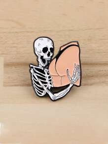 1PC Funny Skeleton Enamel Pin Humorous Brooch Pines Lapel Pins Badge On Backpack Clothing Accessories Jewelry Gifts
