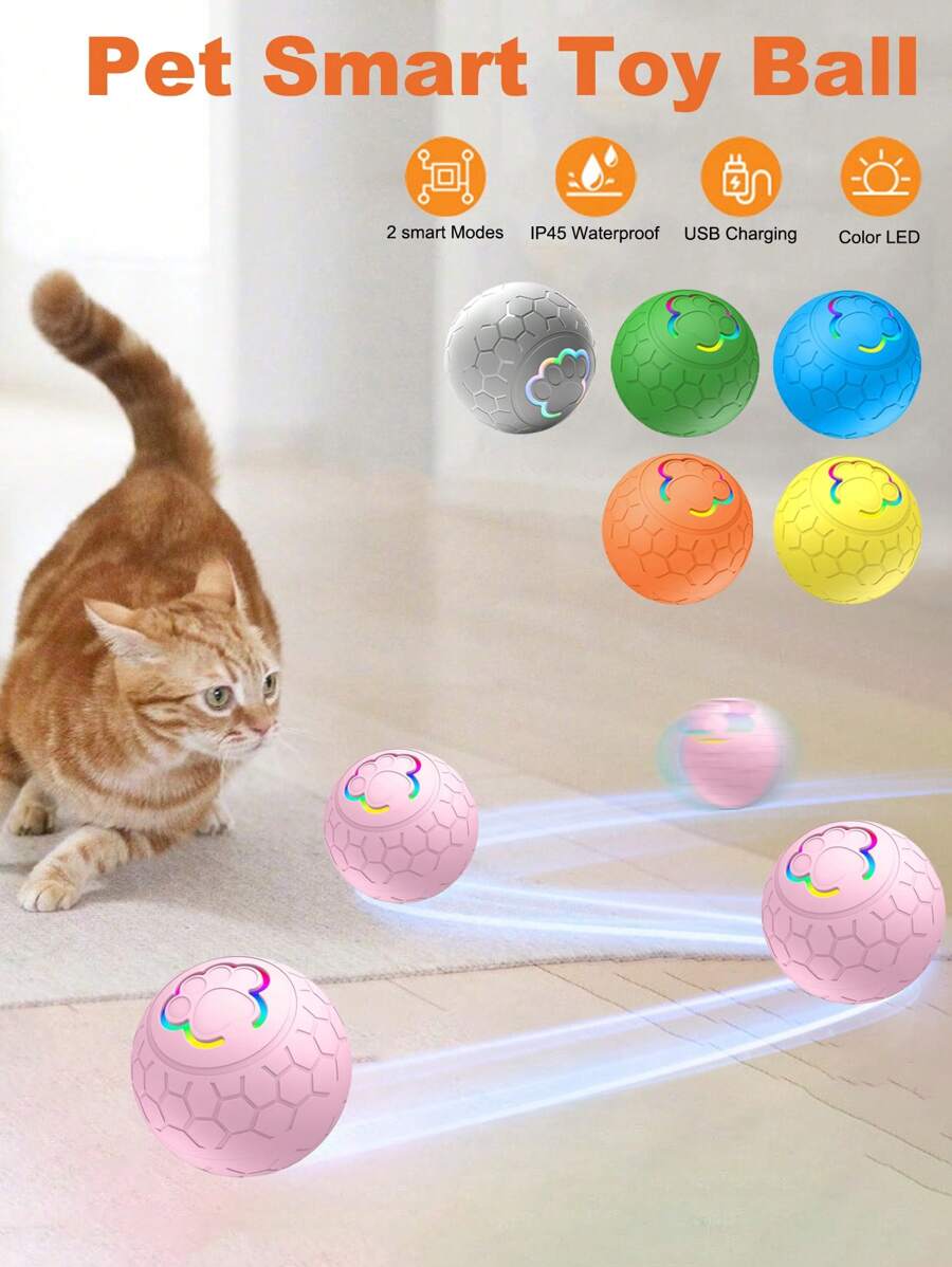 1 كرة أليف ذكية جديدة، وضعان، مزودة بإضاءة LED مدمجة، لعبة كلاب، للمشي مع الكلب/القط، للترفيه الذاتي، لعبة مضغ للحيوانات الأليفة، لإغراء الحيوان الأليف، كرة قفز آلية