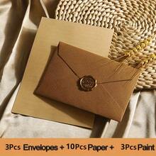 1/16/32/64 件豪华亚麻信封和信件套装 - 自封，纸质材料，适用于 DIY 礼品、婚礼/派对邀请函、万圣节、圣诞节、办公室联系人、返校季节（查看产品详情了解套装内容）