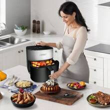 KotiCidsin 2000 W ölfreie Heißluftfritteuse, 8-l-Heißluftfritteuse, 8 automatische Programme, Touchscreen