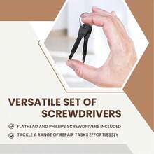 2 Portable Screwdrivers, Portable Multifunctional I-Beam Screwdriver - Flat Screwdriver, Cross Screwdriver With Keychain - Black - View 6