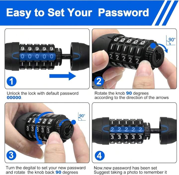 NDakter Bike Chain Lock, 5 Digit Combination Heavy Duty Anti