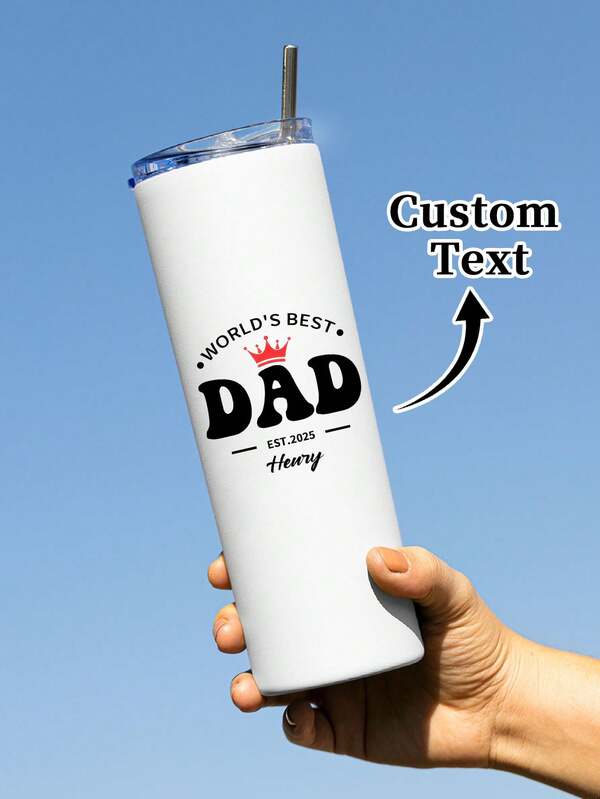 1pc 20oz/600ml "The Best Dad In The World" Water Cup, A Customized And Personalized Father's Day Gift. You Can Customize The Text On It. It Expresses Gratitude To Dad And Can Also Be Given To Him As An Excellent Birthday Gift.