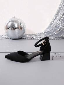 Fall/Winter 2025 Women's Summer New Fashion Black High Heel Shoes, Thick Heels, Pointed Toe Sandals, Mary Jane Closed Toe Wedge Heel Comfortable Sandals,Elegant,Women Pumps,Elegant - Black - View 7