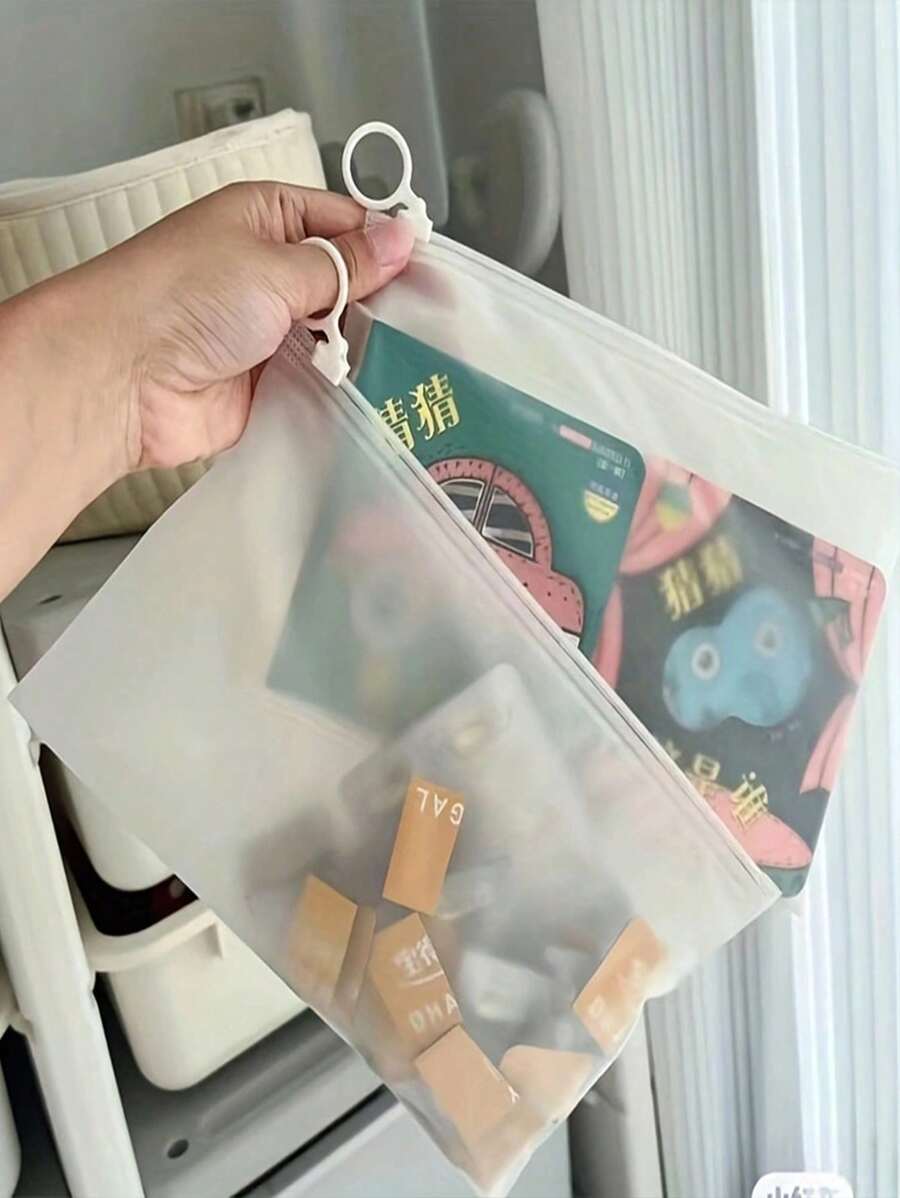 5件/10件超厚拉链袋，适用于文具、玩具、小工具分类收纳、旅行打包、化妆品、透明分类袋
