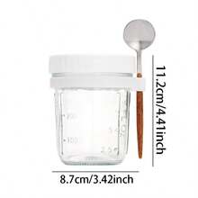 1 pieza Taza de avena de vidrio con tapa y cuchara, frasco sellado para desayuno, ensalada, yogur, taza para ensalada, taza de avena aislada, taza portátil para picnic y camping al aire libre, adecuada para niñas, adecuada para el desayuno de estudiantes, cocina en el hogar, se puede regalar a familiares o amigos - Multicolor - Ver 15