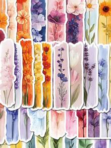 SCXXBSW 50pcs Watercolor Plant Brushwork Cartoon Graffiti Stickers Decorative Handbooks Water Cups Notebook Luggage Waterproof Stickers - متعدد الألوان - مشاهدة 2