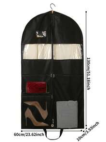 1 pieza Bolsa para ropa negra con cremallera, Grandes fundas para trajes y vestidos, Organizadores de armario ahorradores de espacio para chaquetas, abrigos y ropa de exterior, Protectores de material plástico, Bolsa de almacenamiento organizadora de ropa para accesorios y artículos escolares - Negro - Ver 6