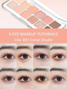 Clio Professional Eyeshadow Palette Air 01 Coral Studio, Air-Whipped Cream Texture, Iridescent Gradient Technology, Second Skin  Particles, Cool Gray Rose Diamond, Warm Amber Frosting, Caramel Chestnut Nebula, Portable Party Essential, Korean Makeup, 7.2g/0.25oz - 01 Coral Studio - 查看 7