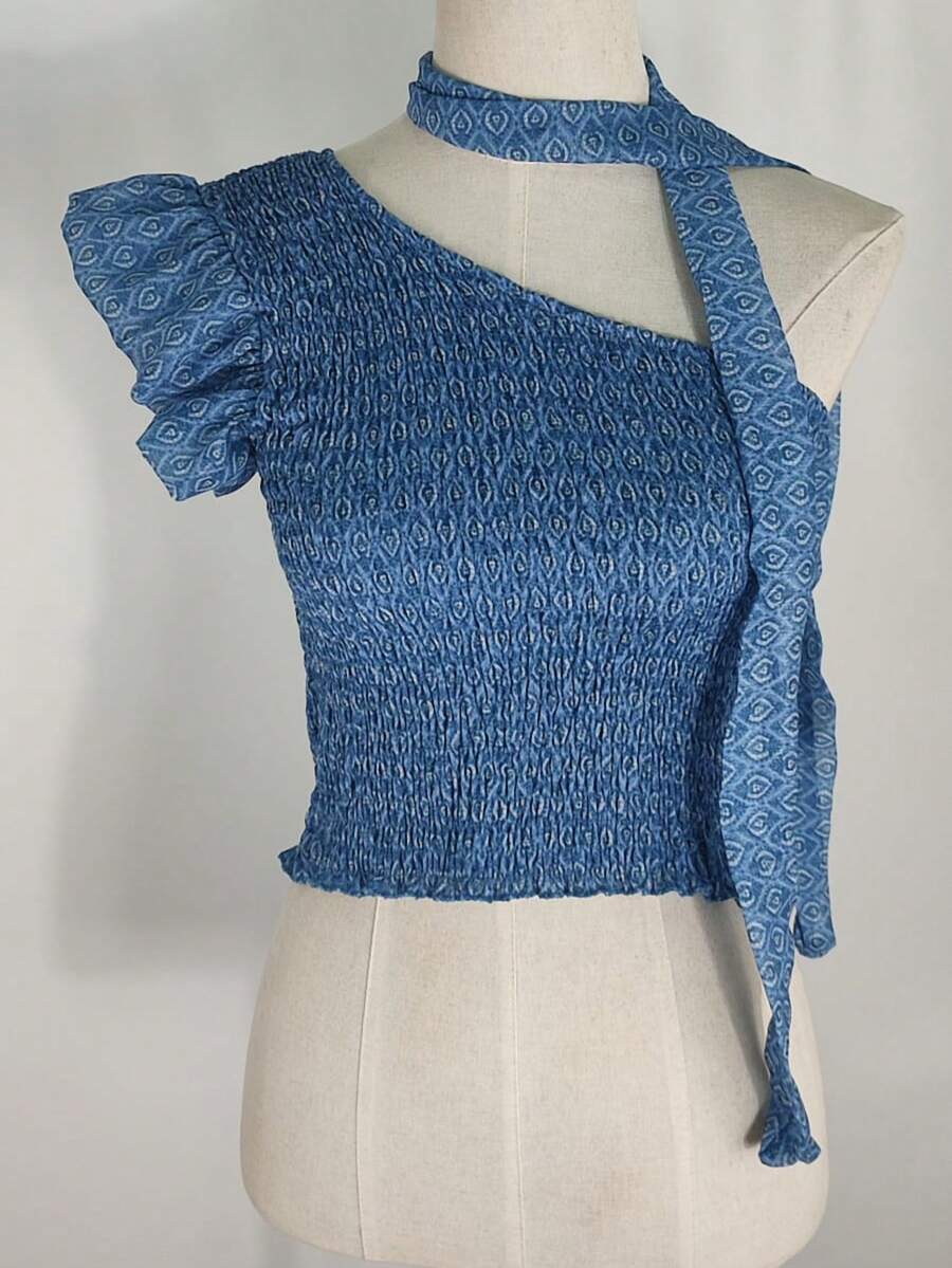 Women's Top With Prints, Casual Daily Wear, For The Summer Beach - Màu xanh lam - Xem 1