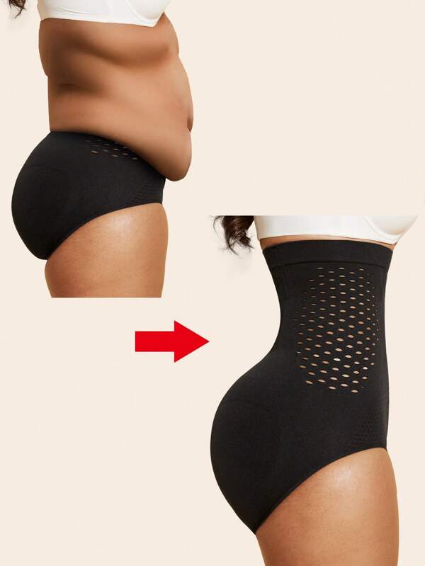 1pc High Waist Seamless Breathable Shaping Bodysuit, Black Tummy Control Panty Shorts For Women Flat Belly Sheath Slimming Pants Underwear Shorts Lingerie Briefs Shapewear Waist Trainer Shaper  Summer